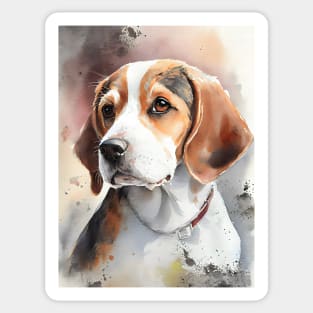Watercolor Portrait of a Beagle Dog Sticker